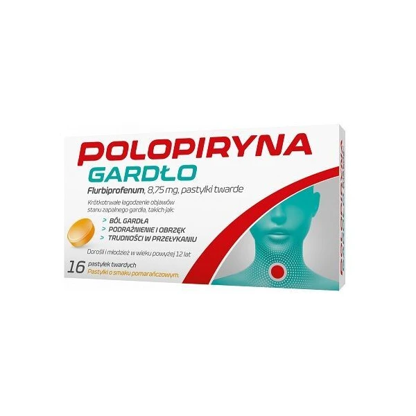 Polopiryna Gardło 8,75mg, smak pomarańczowy, 16 pastylek do ssania