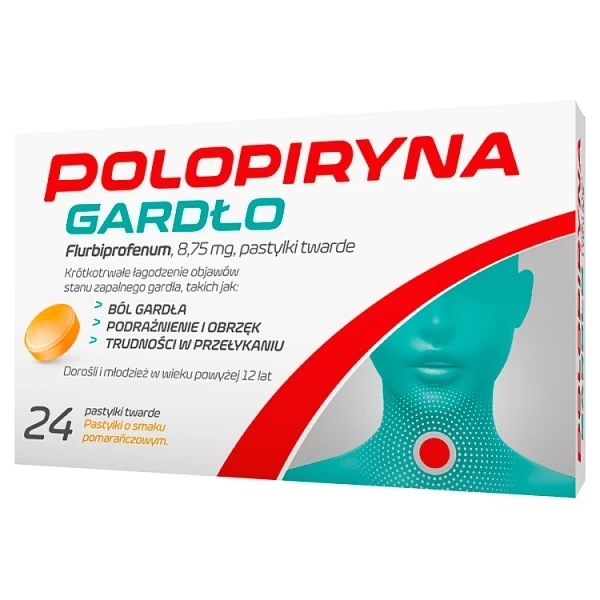 Polopiryna Gardło 8,75mg, smak pomarańczowy, 24 pastylki do ssania