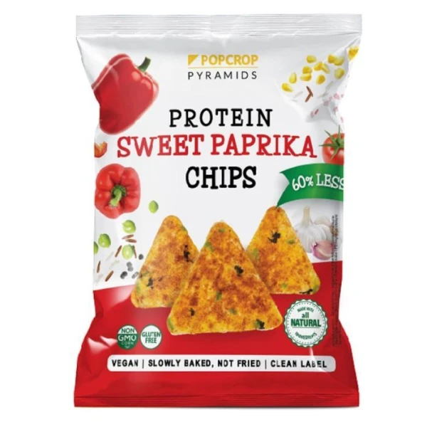 PopCrop, chrupki piramidki wysokoproteinowe, bezglutenowe, słodka papryka, 60g