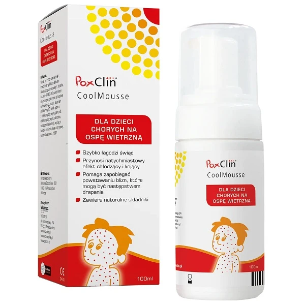 PoxClin CoolMousse, preparat dla dzieci chorych na ospę wietrzną, 100ml