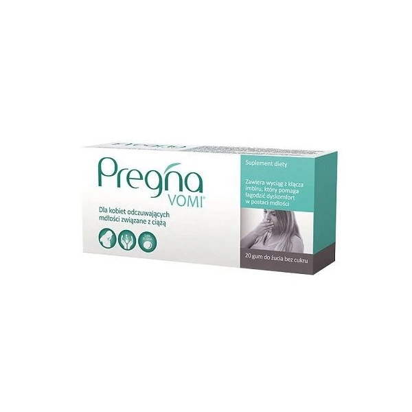 Pregna Vomi, guma do żucia bez cukru, 20 sztuk