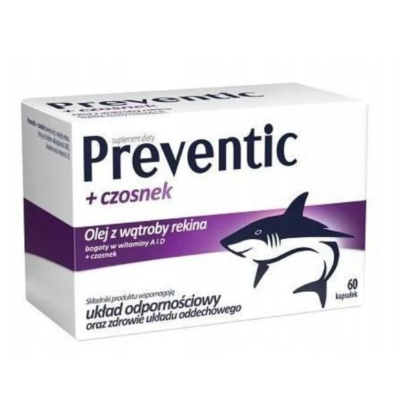 Preventic, olej z wątroby rekina + czosnek, 60 kapsułek