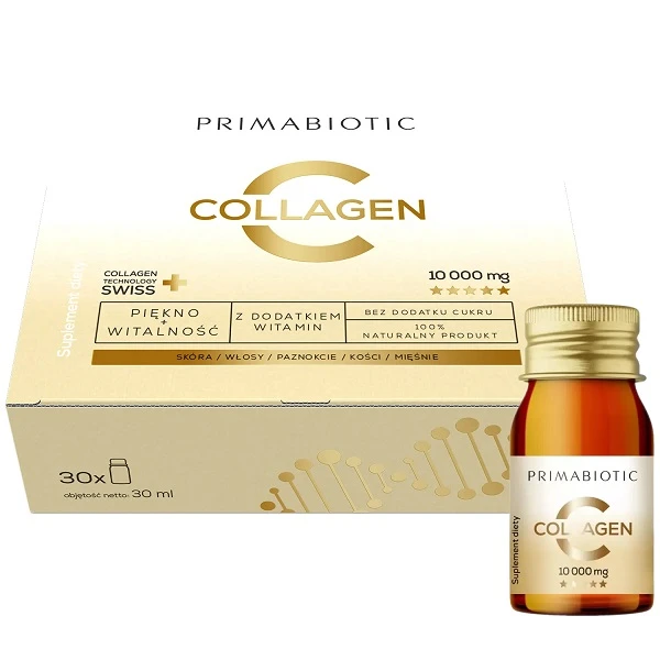 Primabiotic Collagen, smak jabłkowo-brzoskwiniowy, 30 ampułek po 30ml