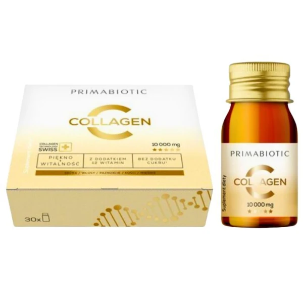Primabiotic Collagen, smak jabłkowo-brzoskwiniowy, 30 ampułek po 30ml