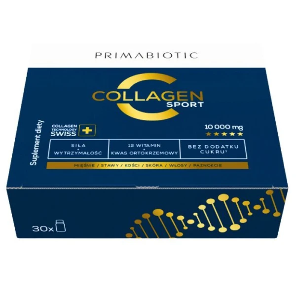 Primabiotic Collagen Sport, smak ananasowy, 30 ampułek po 30ml