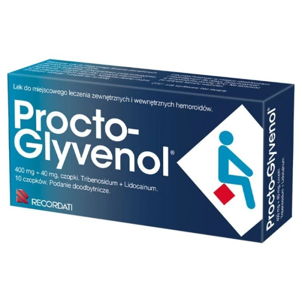 Procto-Glyvenol (400mg+40mg), czopki doodbytnicze, 10 sztuk