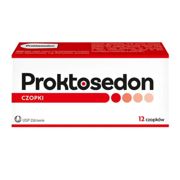 Proktosedon (5mg+5mg+10mg+10mg), czopki doodbytnicze, 12 sztuk