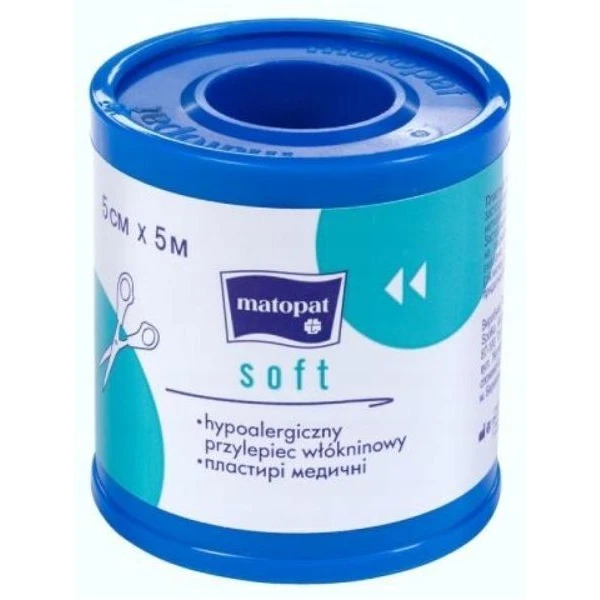 Przylepiec włókninowy, Matopat soft, biały, 5cm x 5m, 1 sztuka