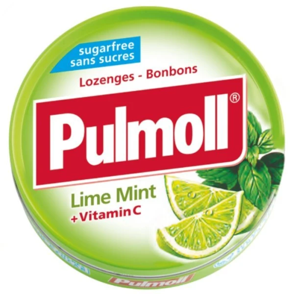 Pulmoll, pastylki do ssania limonkowo-miętowe z witaminą C, Lime Mint, bez cukru, 45g