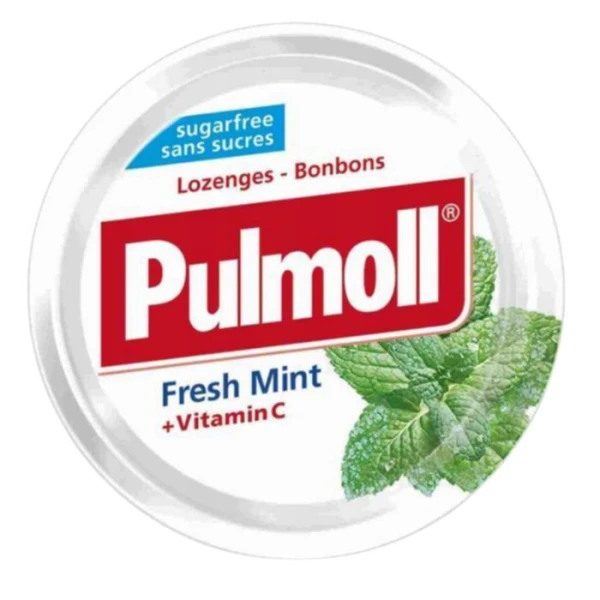 Pulmoll, pastylki do ssania mentolowe z witaminą C, Fresh Mint, bez cukru, 45g