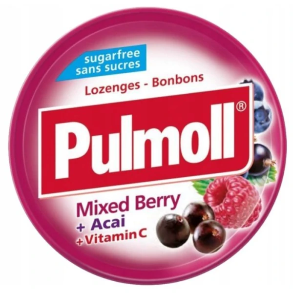 Pulmoll, pastylki do ssania o smaku owoców leśnych z witaminą C, Mixed Berry, bez cukru, 45g