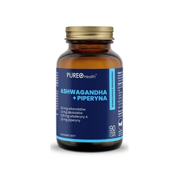 Pureo Health, ashwagandha + piperyna, 90 kapsułek