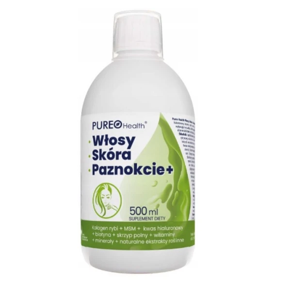 Pureo Health, Włosy, skóra, paznokcie+, płyn, smak owocowy, 500ml