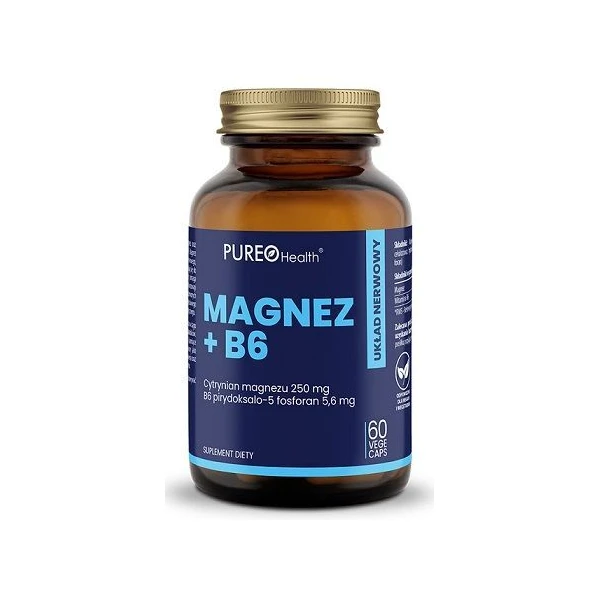 Pureo Health, magnez + B6, 60 kapsułek