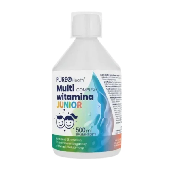 Pureo Health, Multiwitamina Complex+ Junior, płyn, smak pomarańczy i mango, po 4 roku życia, 500ml