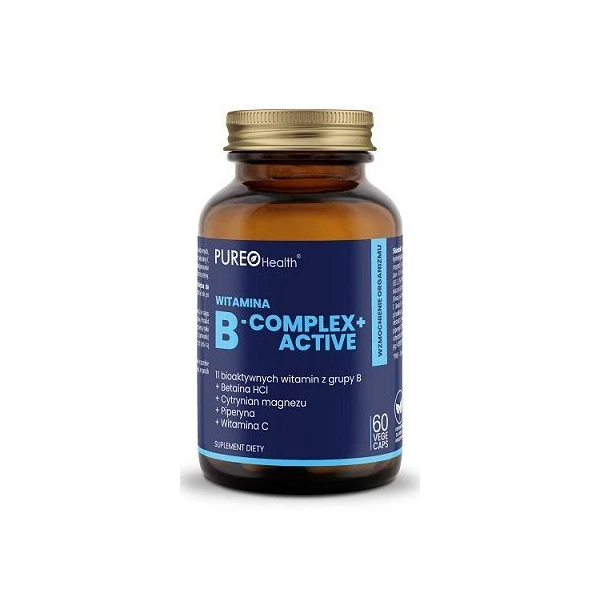 Pureo Health, Witamina B-complex+ Active, 60 kapsułek