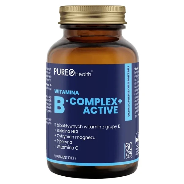 Pureo Health, Witamina B-complex+ Active, 60 kapsułek