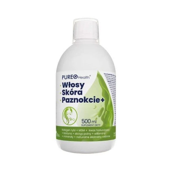 Pureo Health, Włosy, skóra, paznokcie+, płyn, smak owocowy, 500ml