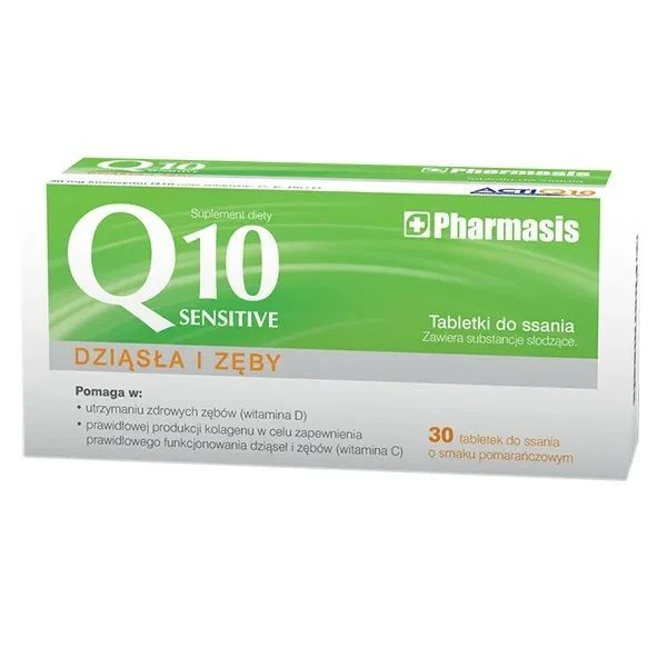 Q10 Sensitive Dziąsła i Zęby, smak pomarańczowy, 30 tabletek do ssania
