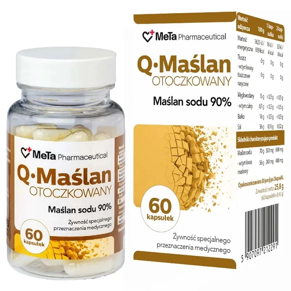 Q·Maślan Otoczkowany, Maślan Sodu 90%, 60 kapsułek