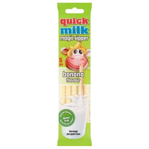 Quick Milk, słomki do picia mleka, smak bananowy, 30g