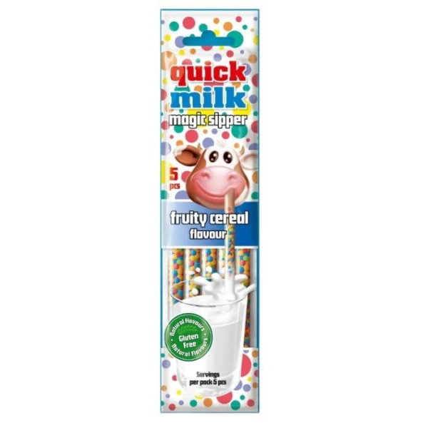 Quick Milk, słomki do picia mleka, smak płatków owocowych, 30g