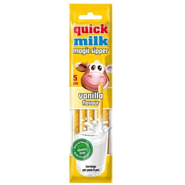Quick Milk, słomki do picia mleka, smak waniliowy, 30g
