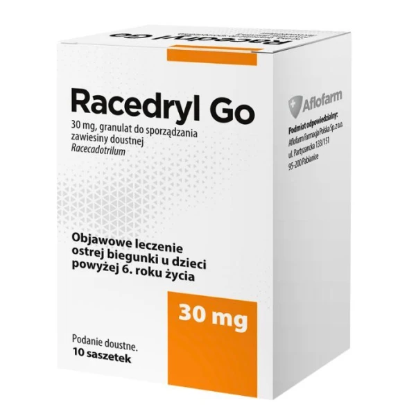 Racedryl Go 30mg, granulat do sporządzenia zawiesiny doustnej, po 6 roku życia, 10 saszetek