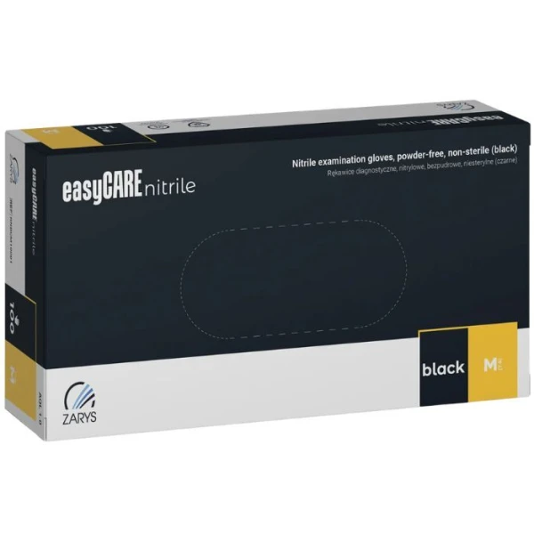 Rękawiczki EasyCare Nitrile, nitrylowe, niesterylne, niepudrowane, czarne, rozmiar M, 100 sztuk