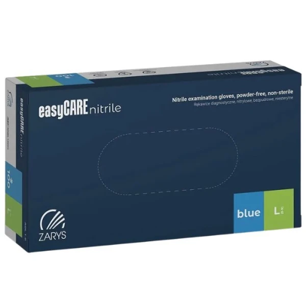 Rękawiczki EasyCare Nitrile, nitrylowe, niesterylne, niepudrowane, niebieskie, rozmiar L, 100 sztuk