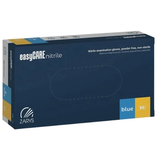 Rękawiczki EasyCare Nitrile, nitrylowe, niesterylne, niepudrowane, niebieskie, rozmiar M, 100 sztuk