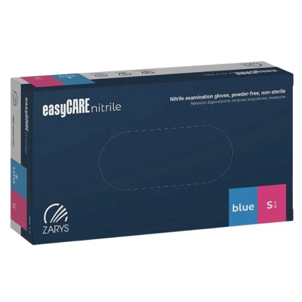 Rękawiczki EasyCare Nitrile, nitrylowe, niesterylne, niepudrowane, niebieskie, rozmiar S, 100 sztuk