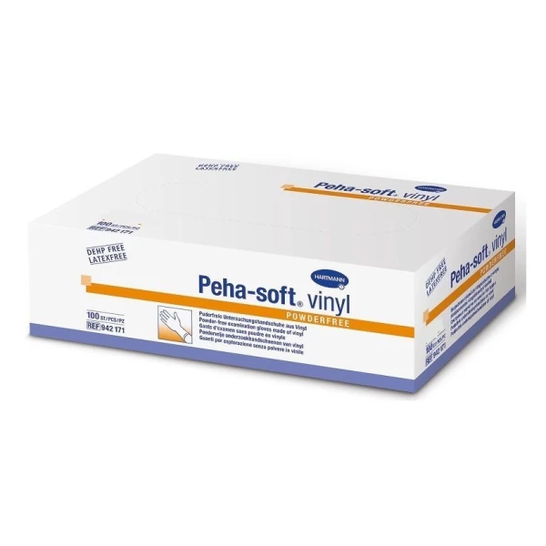 Rękawiczki Peha-soft, winylowe, niesterylne, niepudrowane, rozmiar L, 100 sztuk