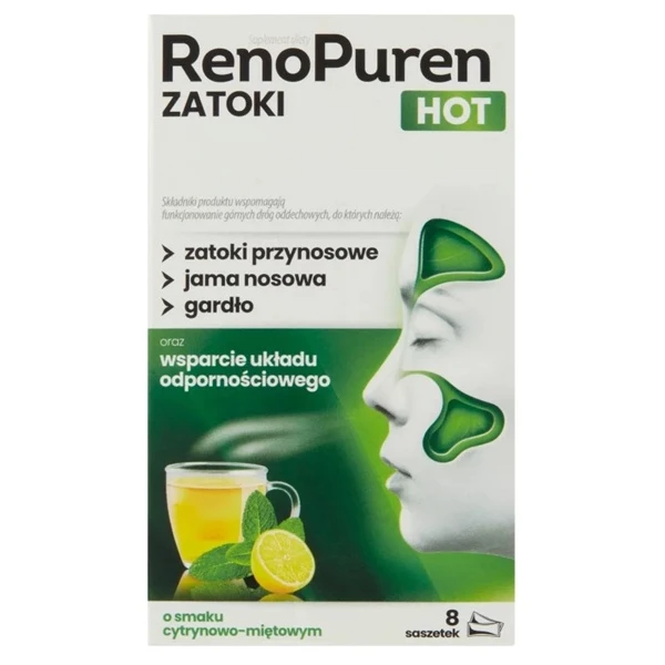 RenoPuren Zatoki Hot, smak cytrynowo-miętowy, 8 saszetek