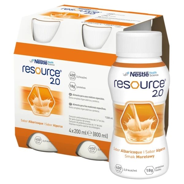 Resource 2.0, produkt odżywczy wysokoenergetyczny, smak morelowy, płyn, 4x200ml