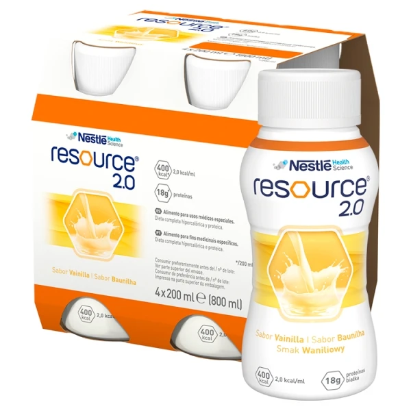 Resource 2.0, produkt odżywczy wysokoenergetyczny, smak waniliowy, płyn, 4x200ml