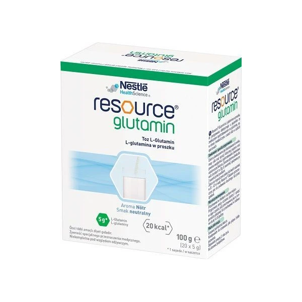 Resource Glutamin, proszek, smak neutralny, po 3 roku życia, 20 saszetek po 5g