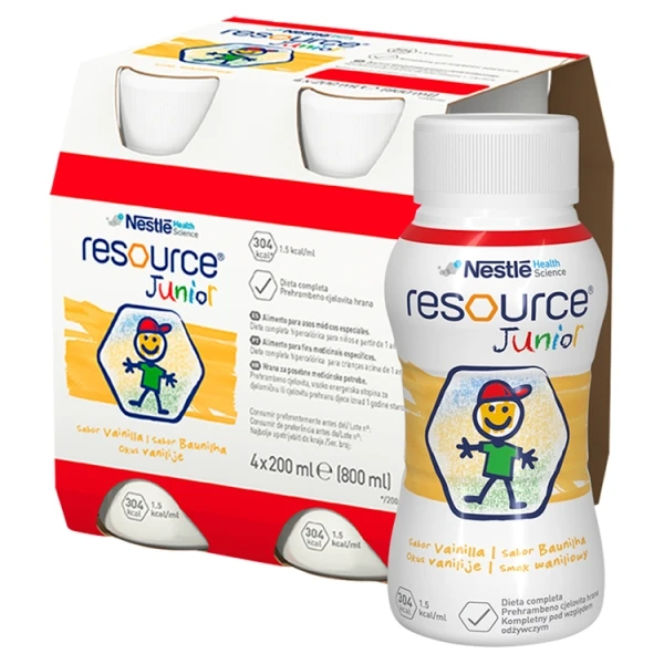 Resource Junior, produkt odżywczy wysokoenergetyczny, smak waniliowy, płyn, 4x200ml