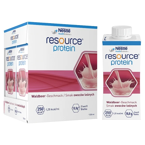[DATA - 2026-10-29] Resource Protein, odżywczy produkt wysokobiałkowy, owoce leśne, płyn, 4x200ml