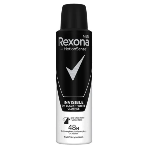 Rexona Men, antyperspirant dla mężczyzn, 48h, Invisible Black + White, 150ml