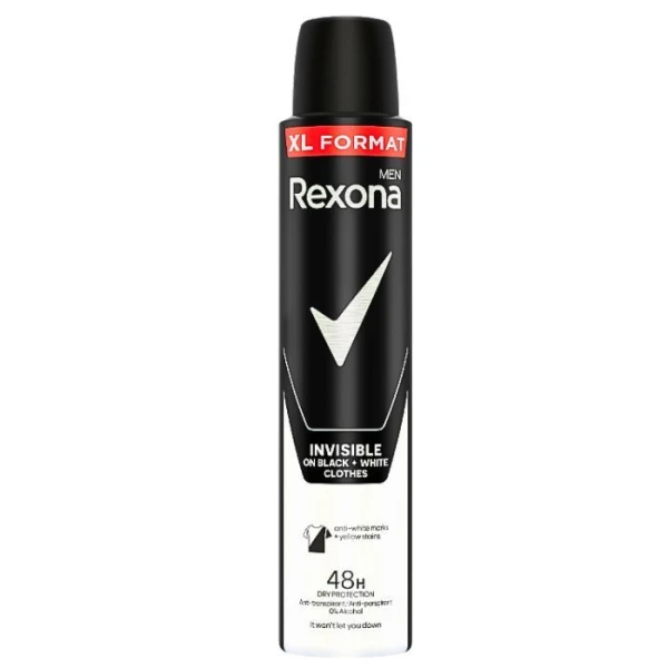 Rexona Men, antyperspirant dla mężczyzn, 48h, Invisible Black + White, 200ml