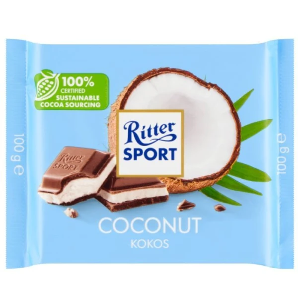 Ritter Sport, Coconut Kokos, czekolada mleczna nadziewana kremem kokosowym, 100g