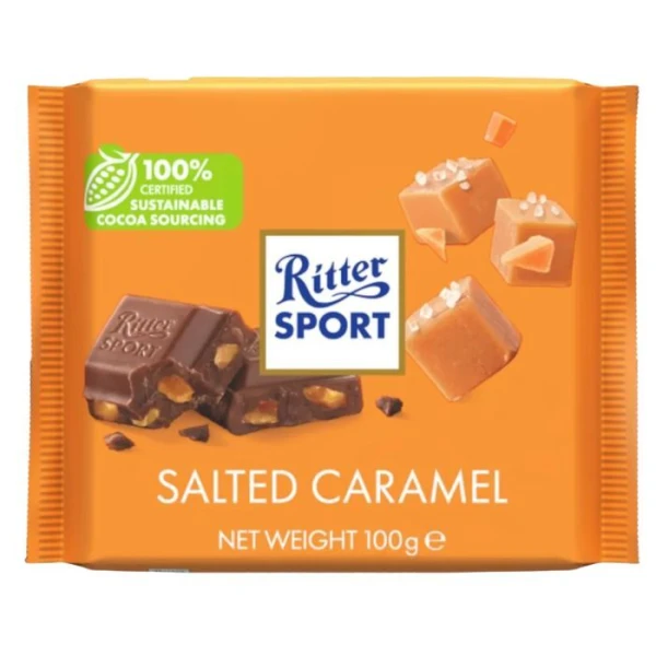 [DATA - 2026-11-13] Ritter Sport, Salted Caramel, czekolada mleczna z kawałkami solonego karmelu, 100g