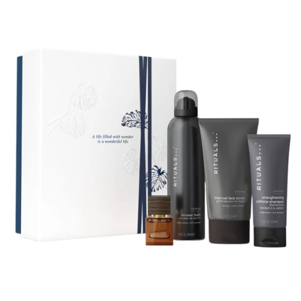 Rituals, Homme, pianka pod prysznic w żelu, 200ml + peeling do twarzy, 125ml + szampon do włosów, 70ml + woda perfumowana, 15ml