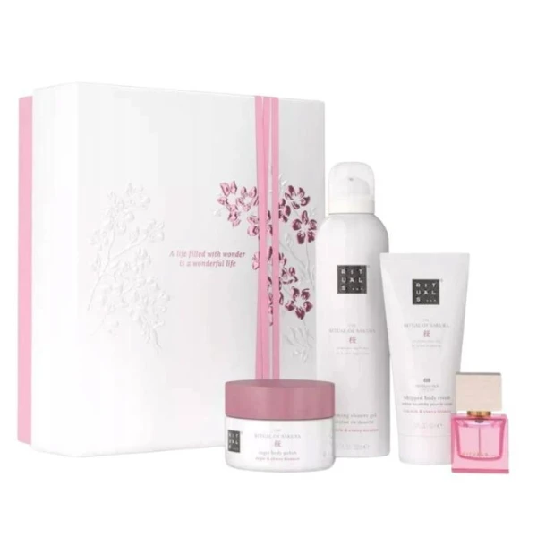 RITUALS Rituals, The Ritual of Sakura, pianka pod prysznic w żelu, 200ml + cukrowy peeling do ciała, 125g +  krem do ciała, 100ml + woda perfumowana, 15ml