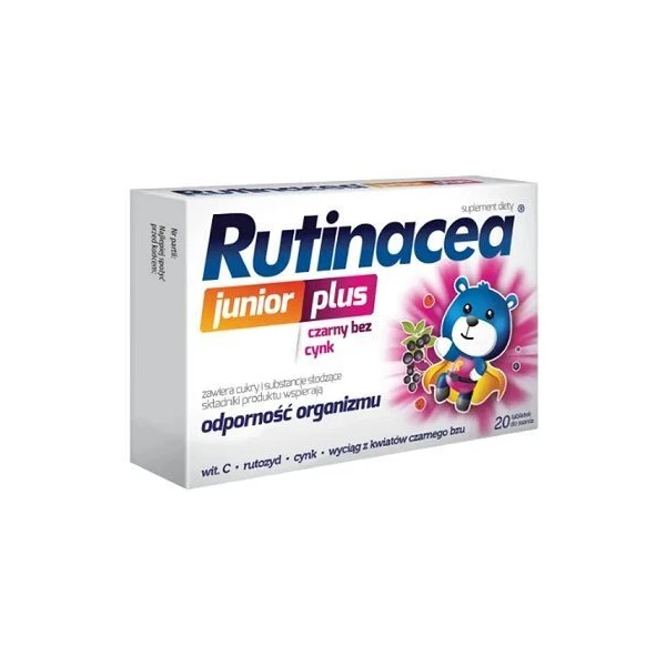 Rutinacea Junior Plus, smak owocowy, po 3 roku życia, 20 tabletek do ssania