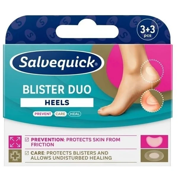 Plastry na pęcherze, Salvequick Blister Duo Heels, 2 rozmiary, 6 sztuk