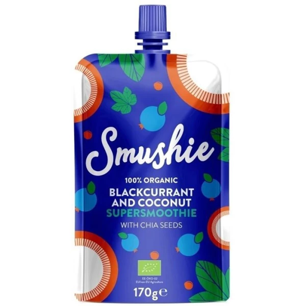 Salvest Smushie Bio Charge Boost, puree owocowe z kokosem i nasionami chia, 170g