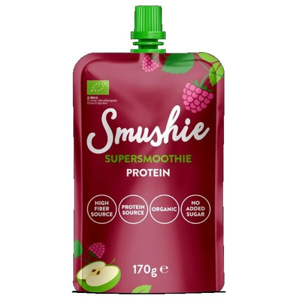 Salvest Smushie Bio Protein Boost, puree owocowe z nasionami chia i białkiem serwatkowym, 170g