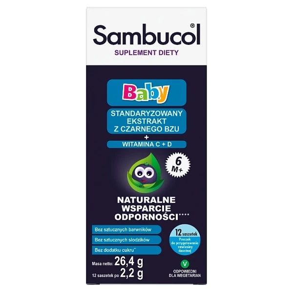 Sambucol Baby, proszek, dla dzieci po 6 miesiącu życia, 12 saszetek image